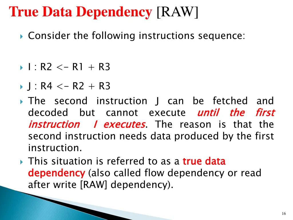 true data dependency raw