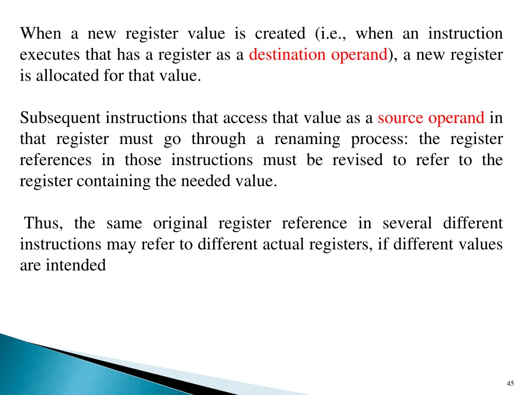 when a new register value is created i e when