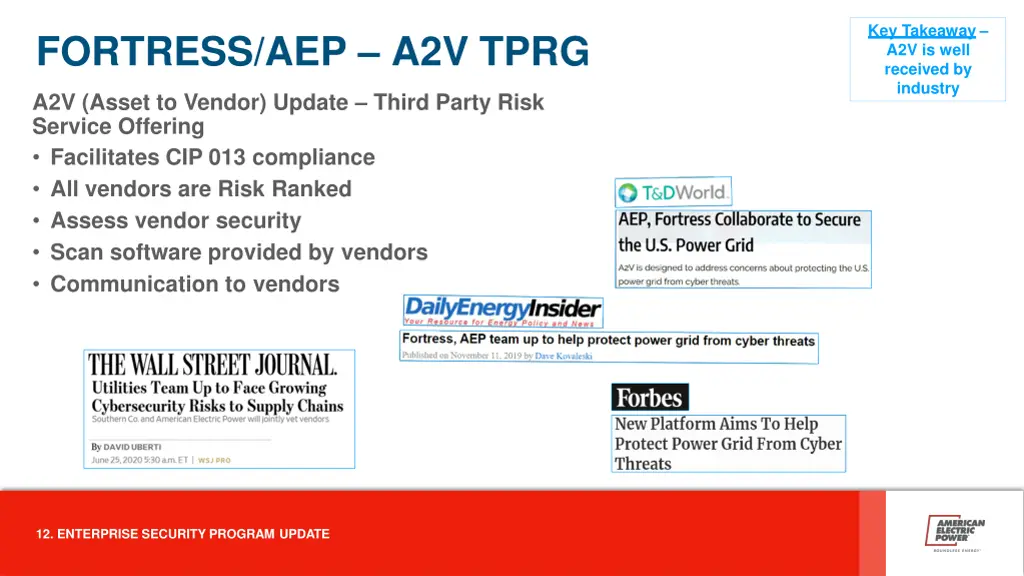 key takeaway a2v is well received by industry