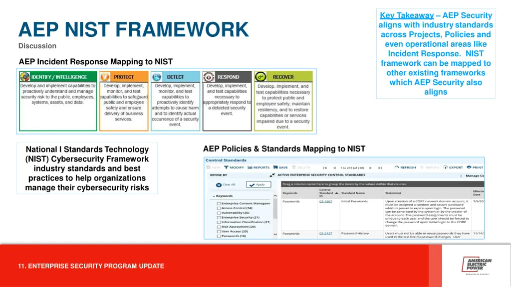 key takeaway aep security aligns with