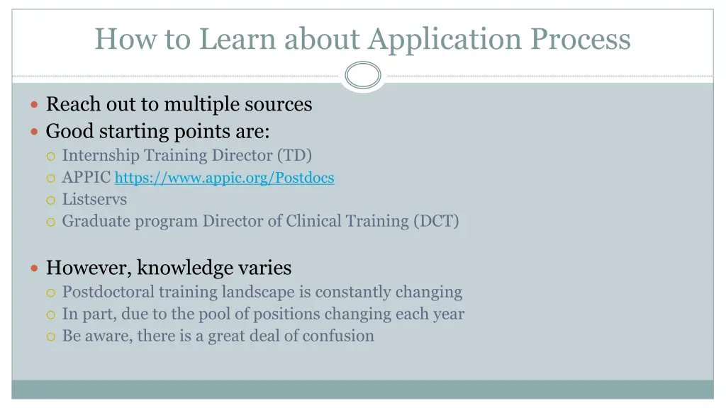 how to learn about application process