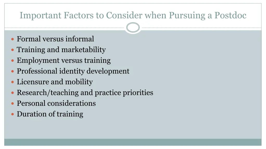 important factors to consider when pursuing