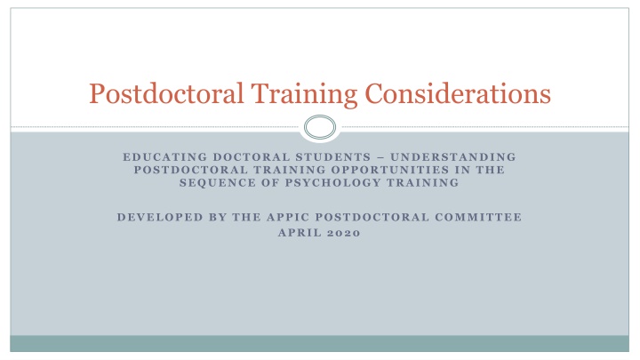 postdoctoral training considerations