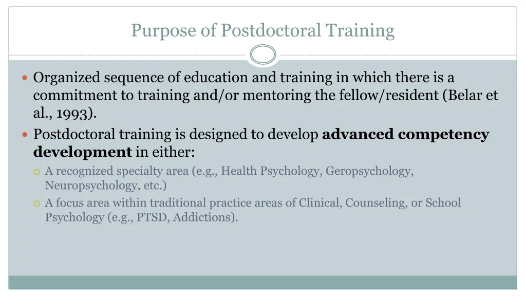 purpose of postdoctoral training