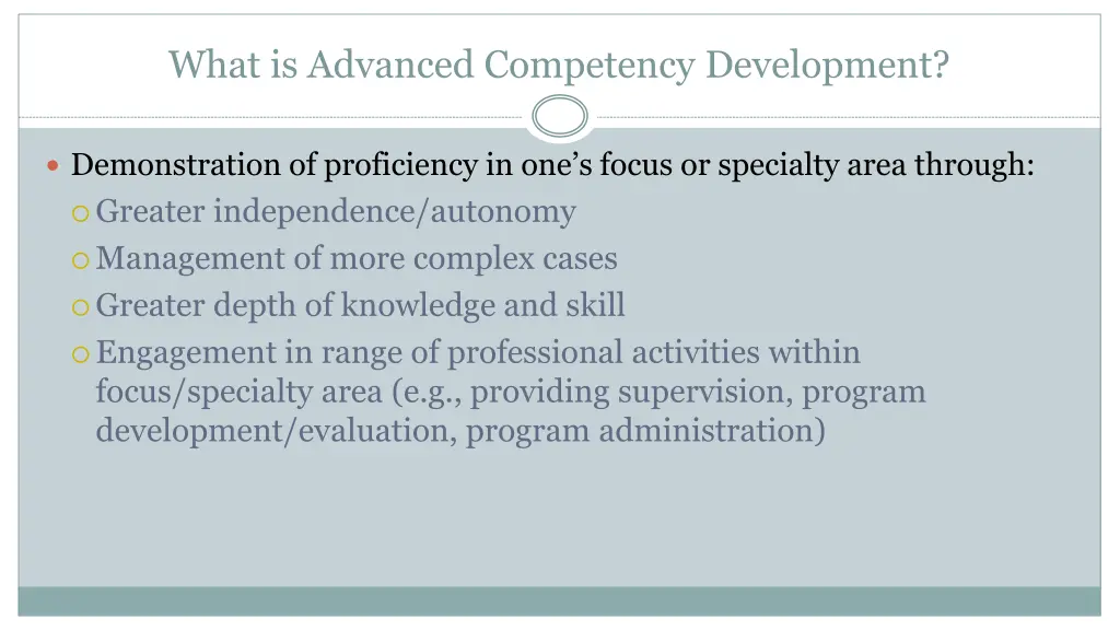 what is advanced competency development