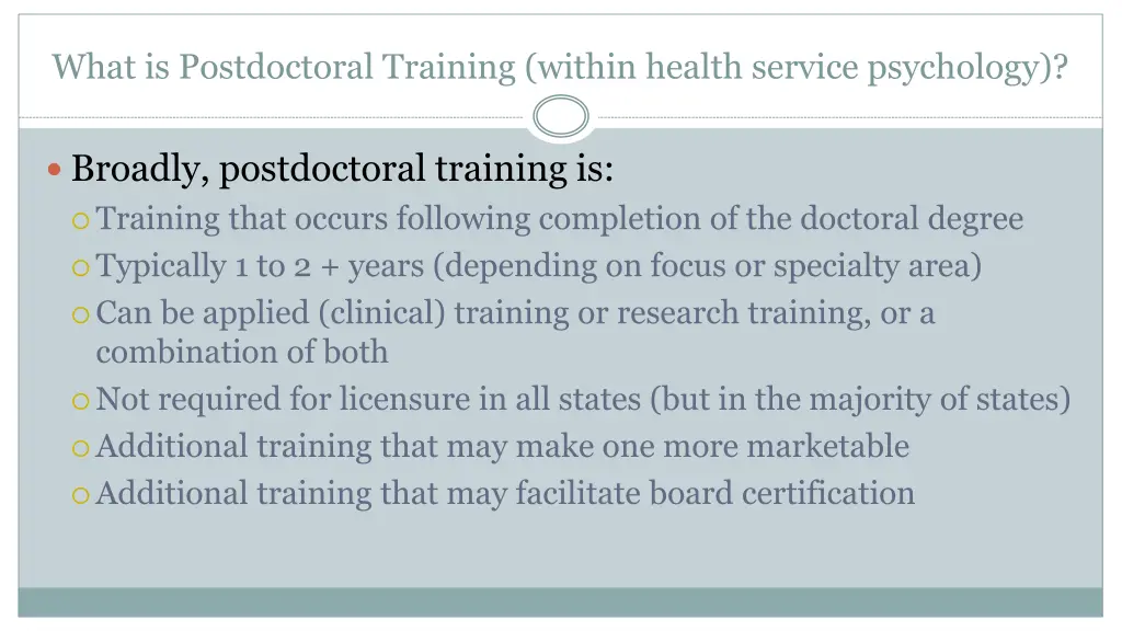 what is postdoctoral training within health