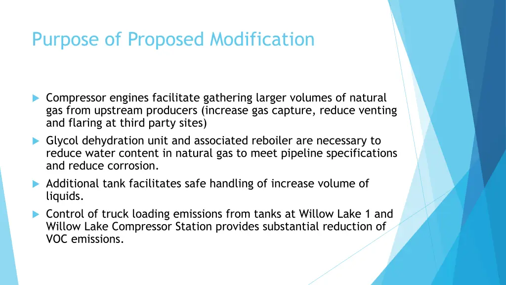 purpose of proposed modification