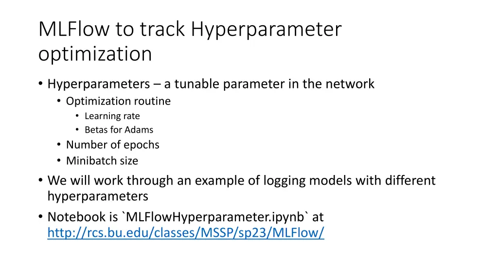 mlflow to track hyperparameter optimization