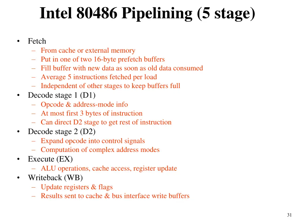 intel 80486 pipelining 5 stage