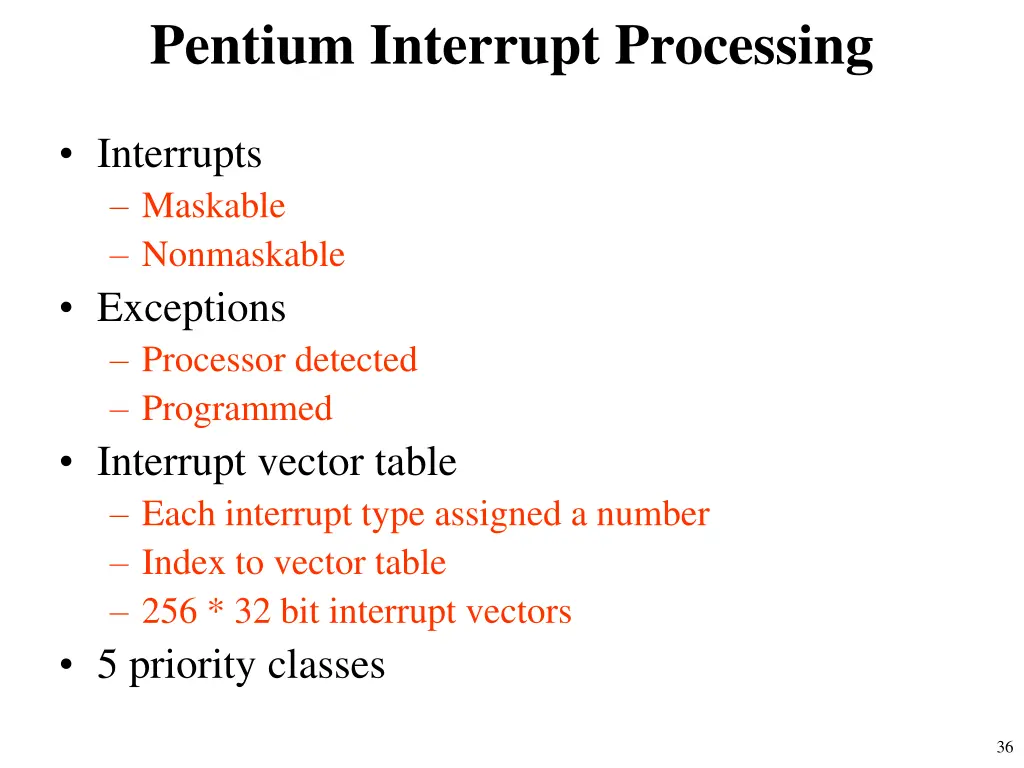 pentium interrupt processing