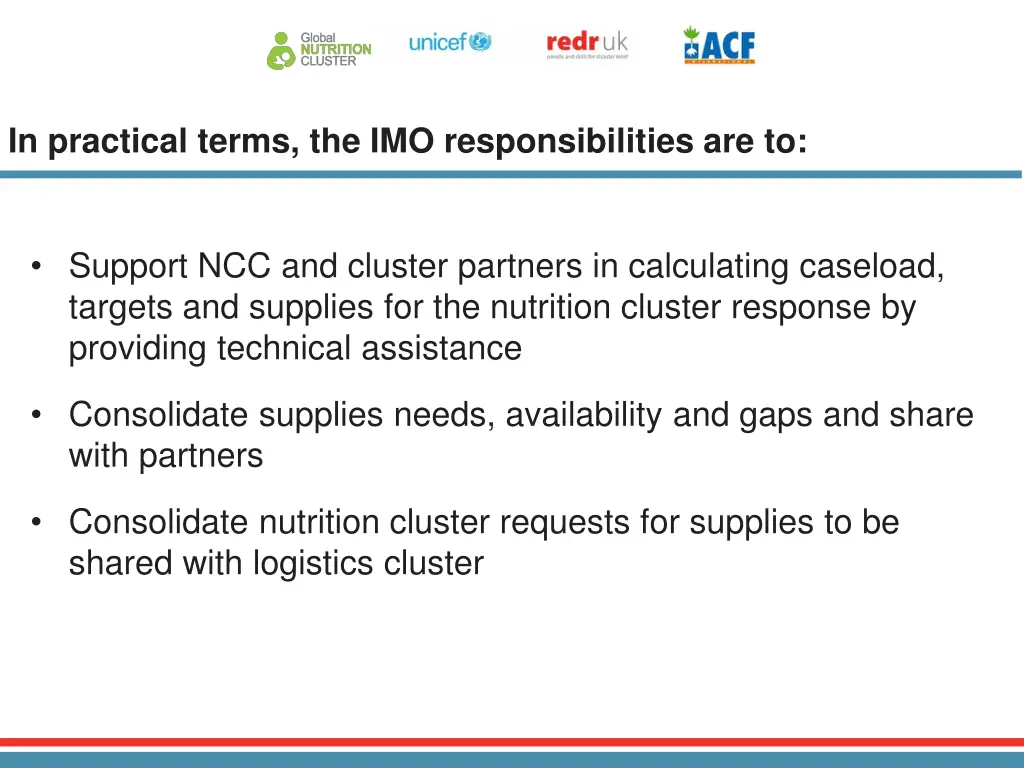 in practical terms the imo responsibilities are to