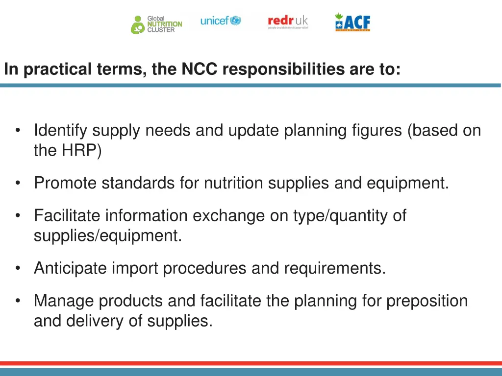 in practical terms the ncc responsibilities are to