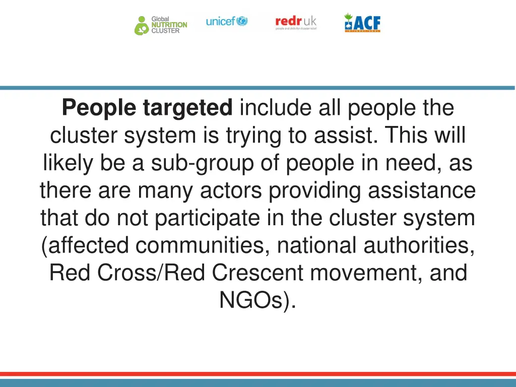 people targeted include all people the cluster