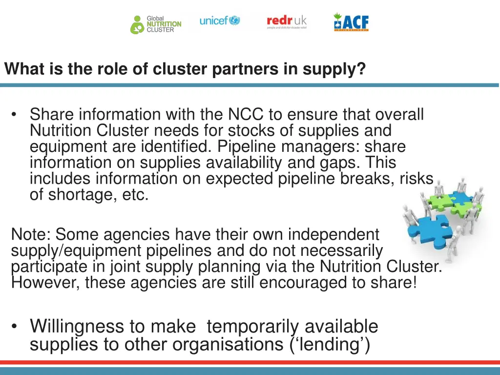 what is the role of cluster partners in supply