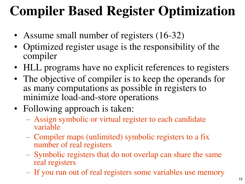 compiler based register optimization