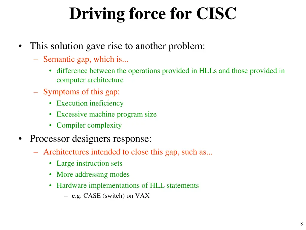 driving force for cisc 1