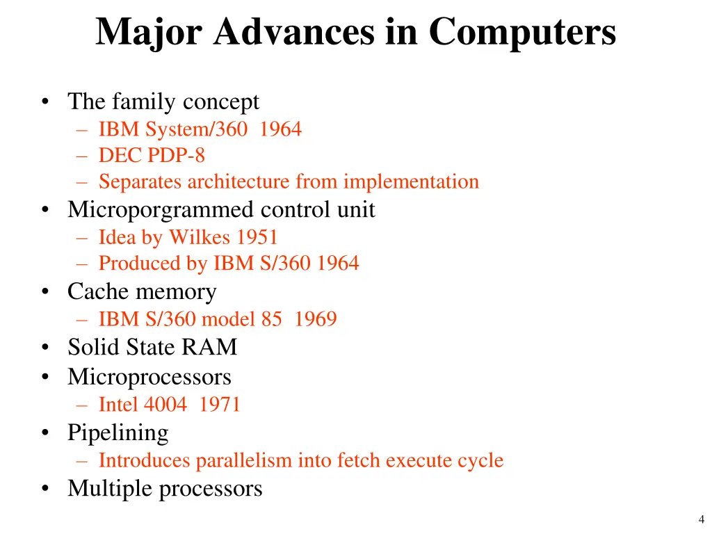 major advances in computers