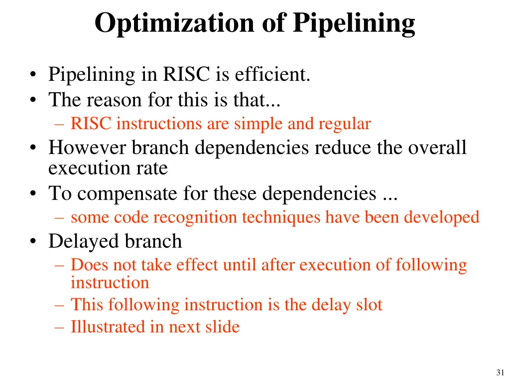 optimization of pipelining