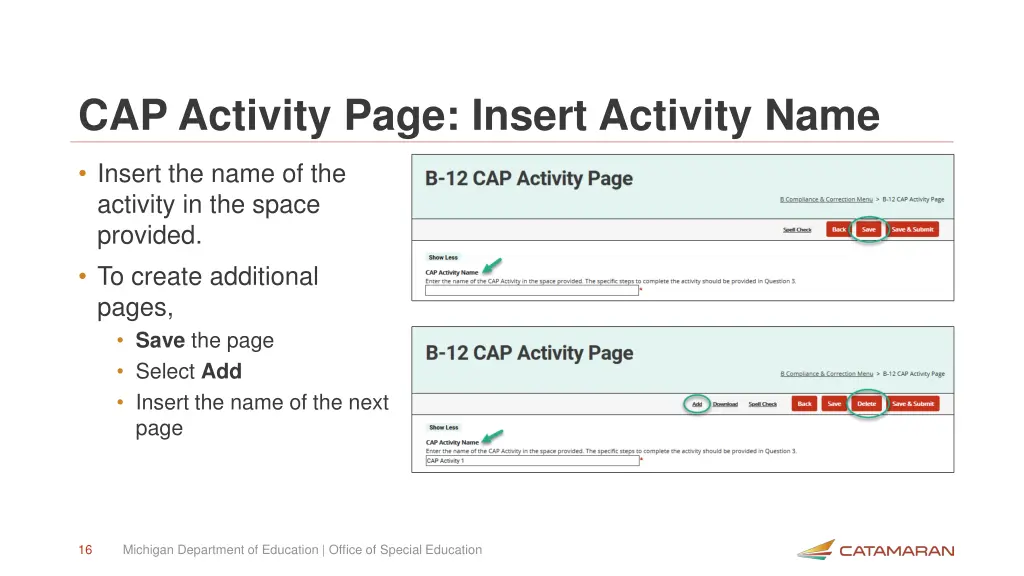 cap activity page insert activity name