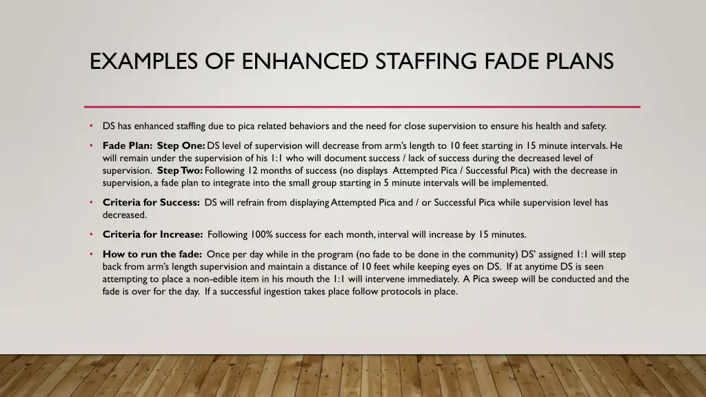 examples of enhanced staffing fade plans 2