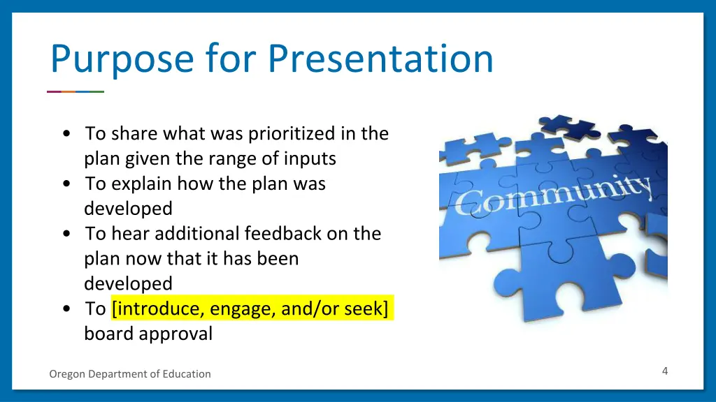 purpose for presentation