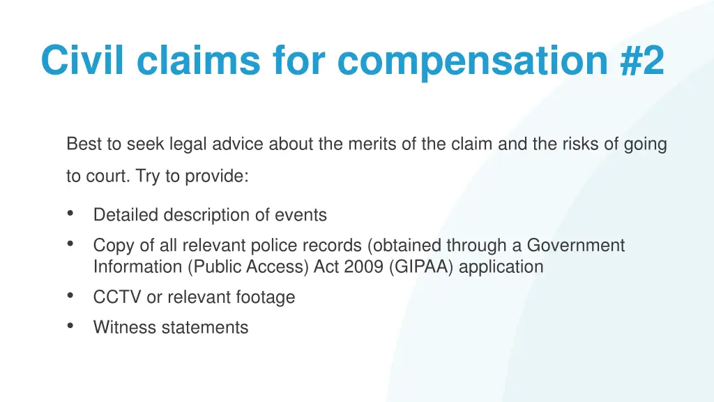 civil claims for compensation 2