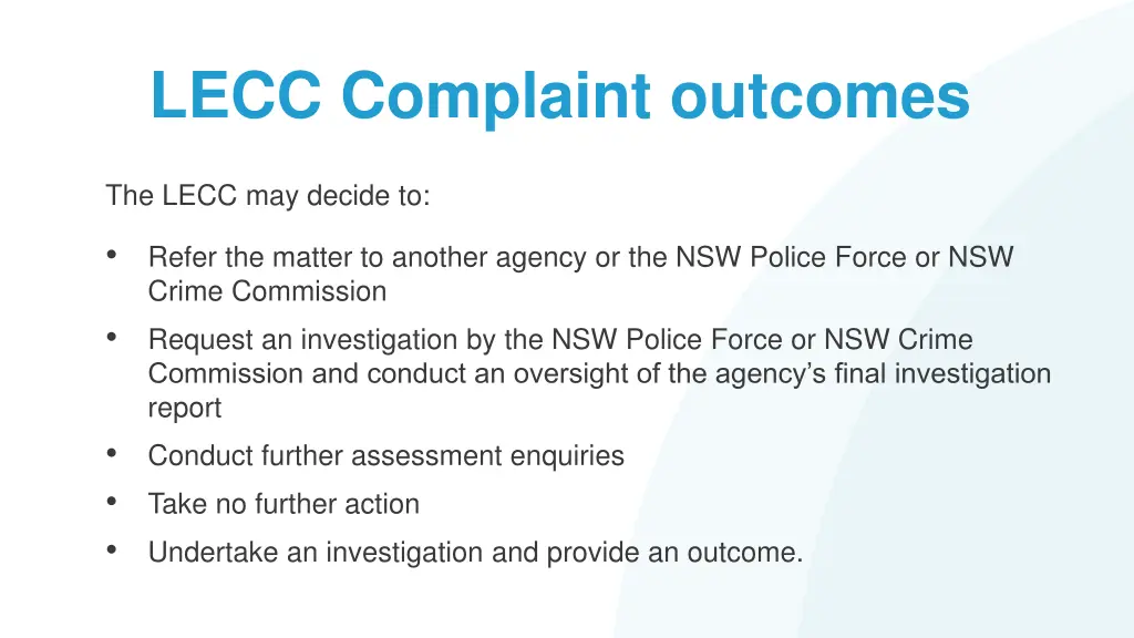 lecc complaint outcomes