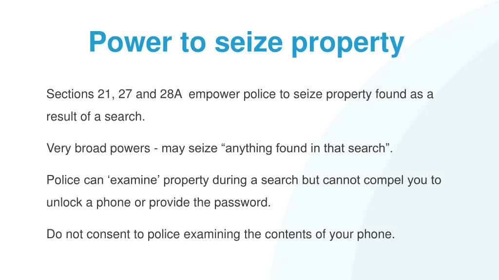 power to seize property