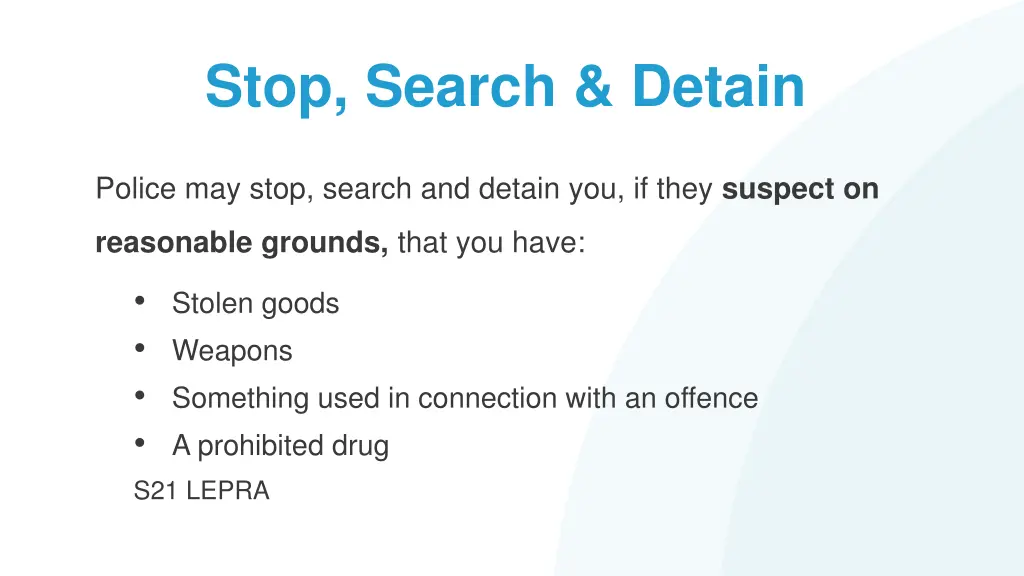 stop search detain