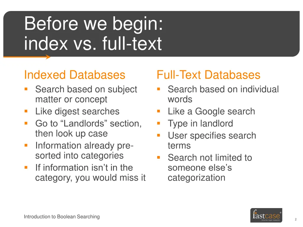 before we begin index vs full text