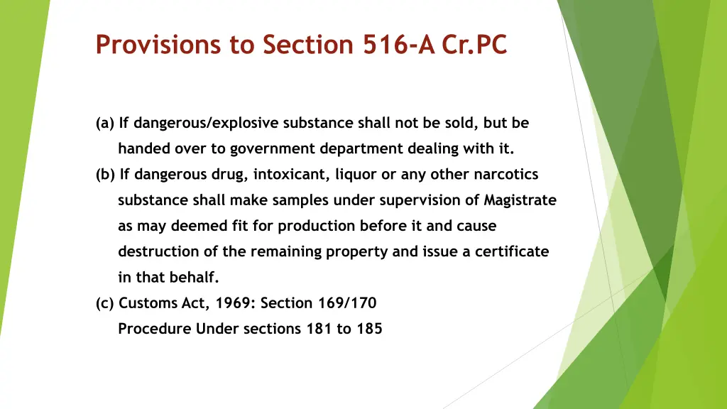 provisions to section 516 a cr pc