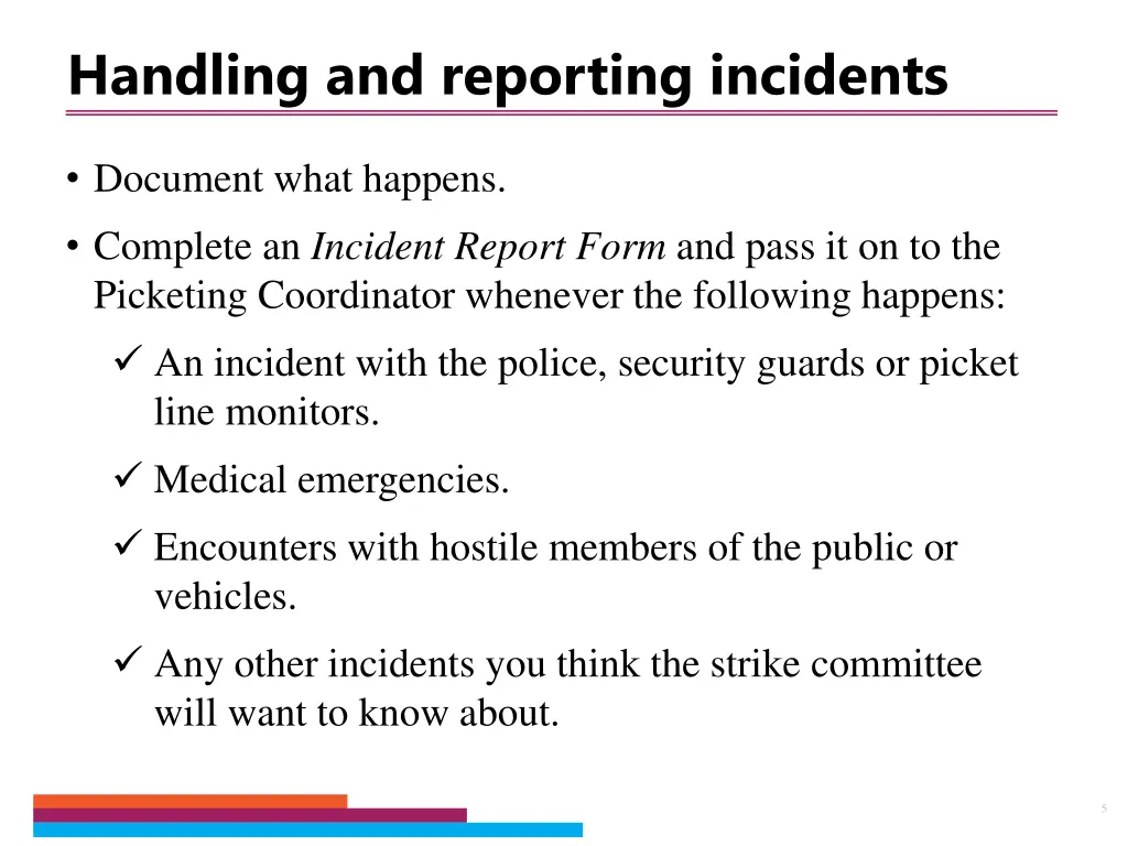 handling and reporting incidents