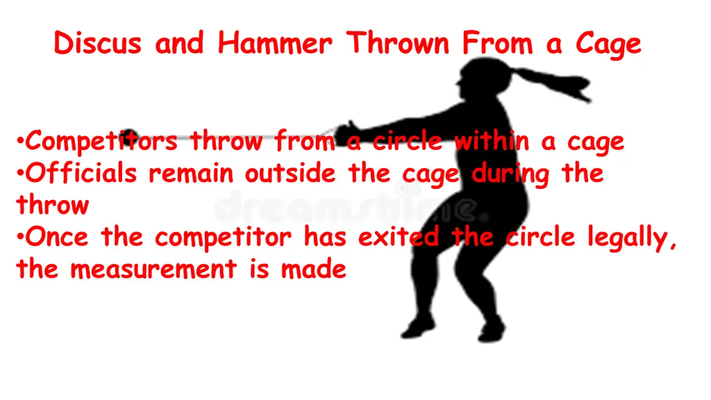 discus and hammer thrown from a cage