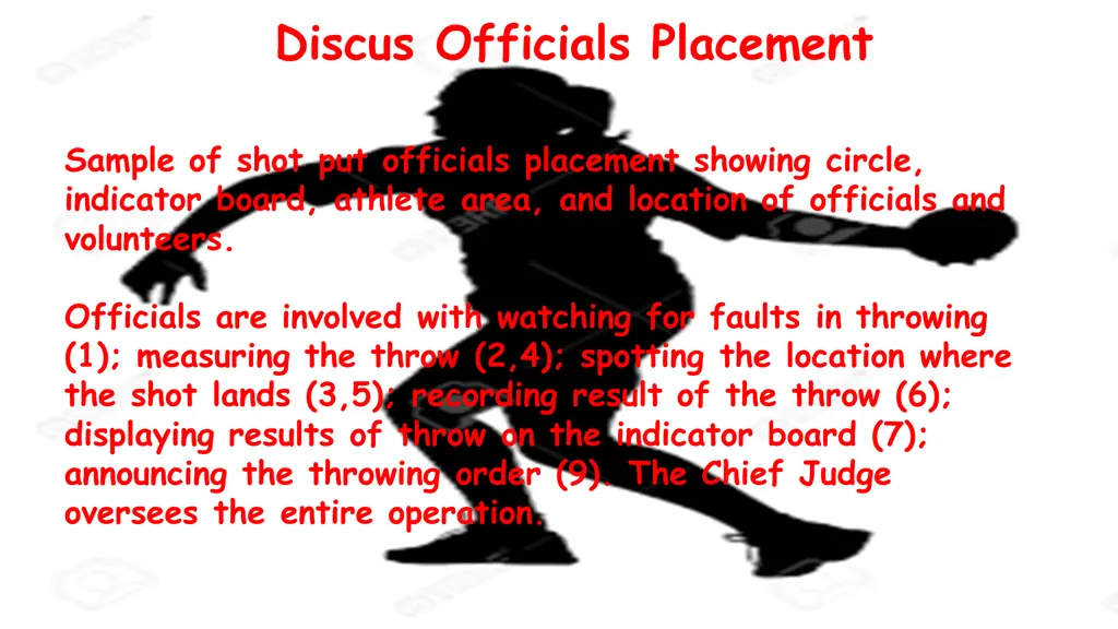 discus officials placement