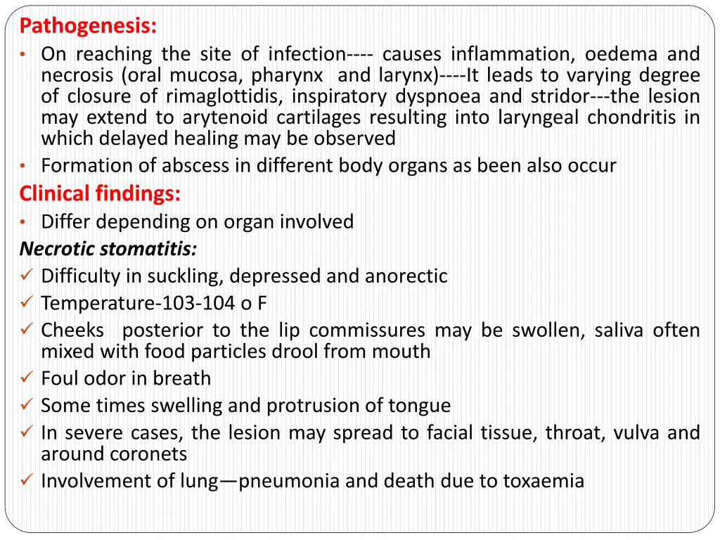 pathogenesis on reaching the site of infection