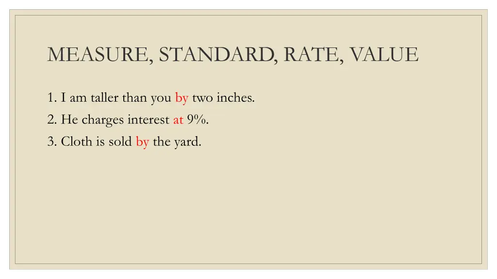 measure standard rate value