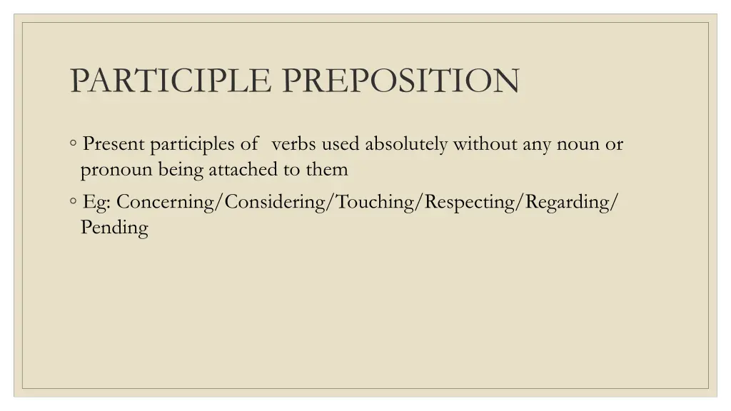 participle preposition