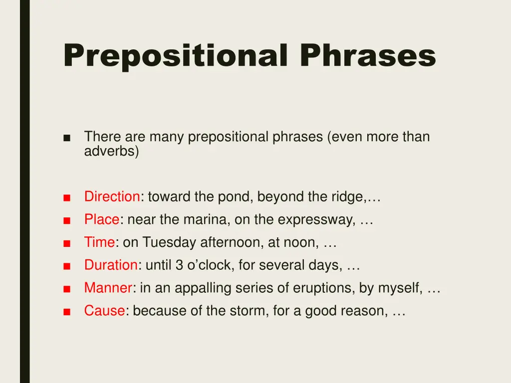 prepositional phrases