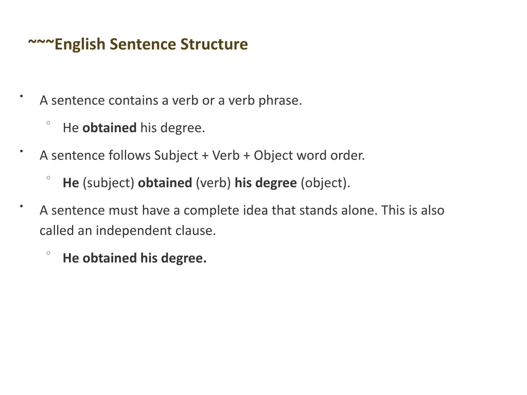 english sentence structure 1