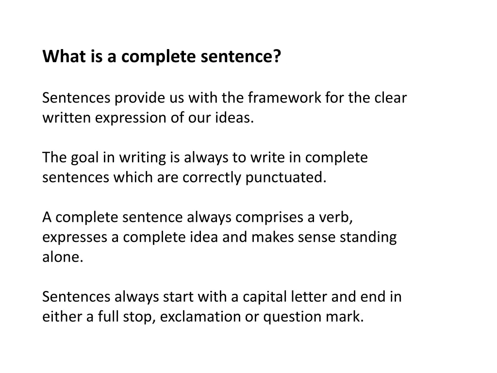 what is a complete sentence