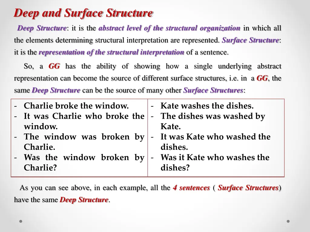 deep and surface structure deep structure