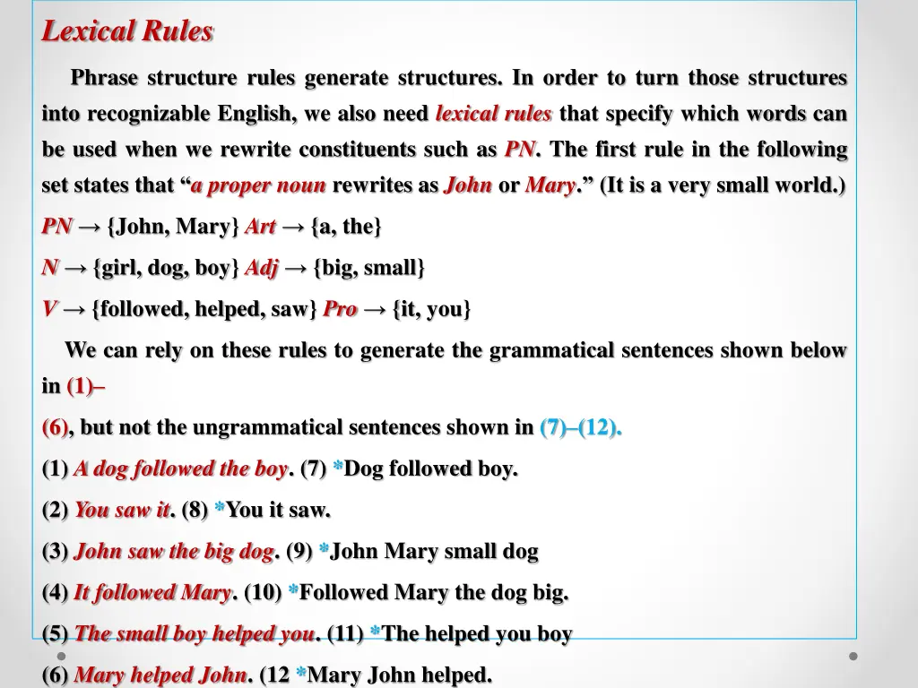 lexical rules