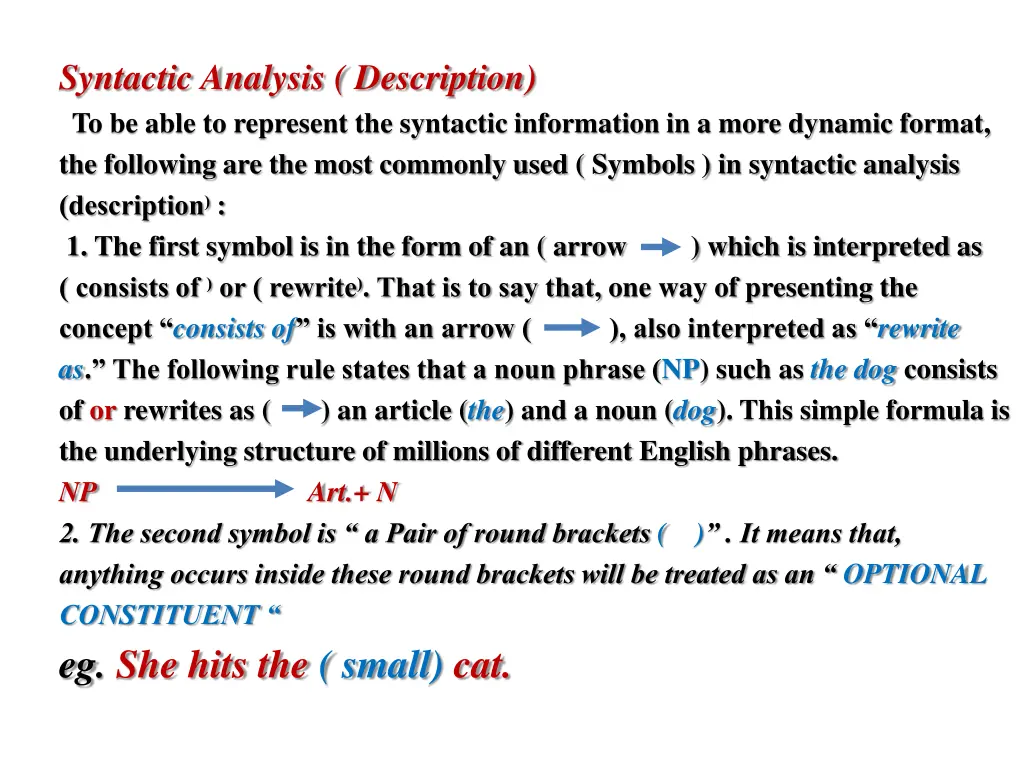 syntactic analysis description to be able