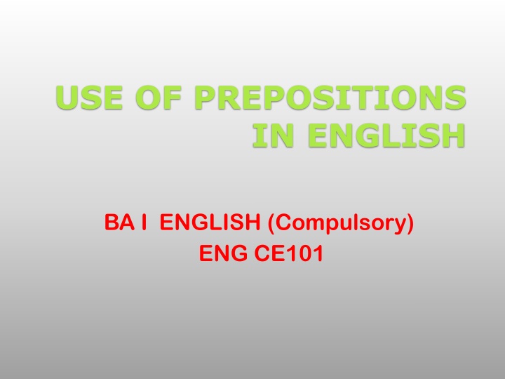 use of prepositions in english