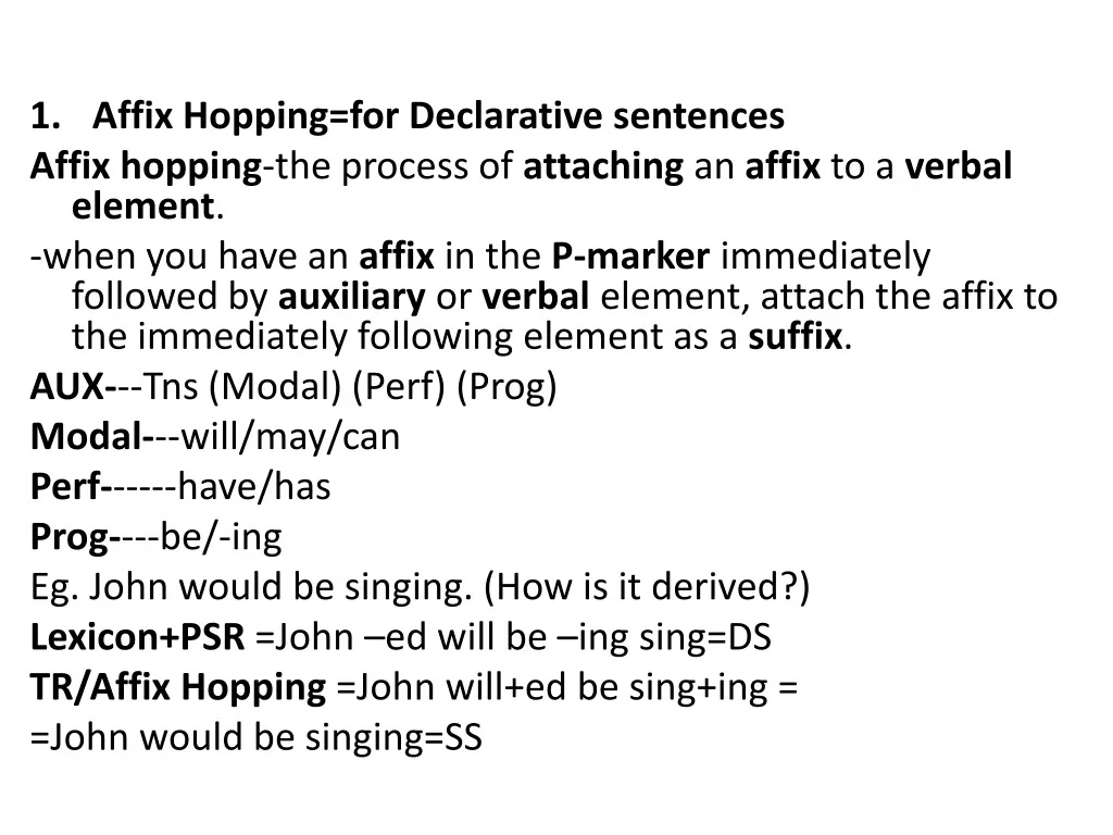 1 affix hopping for declarative sentences affix