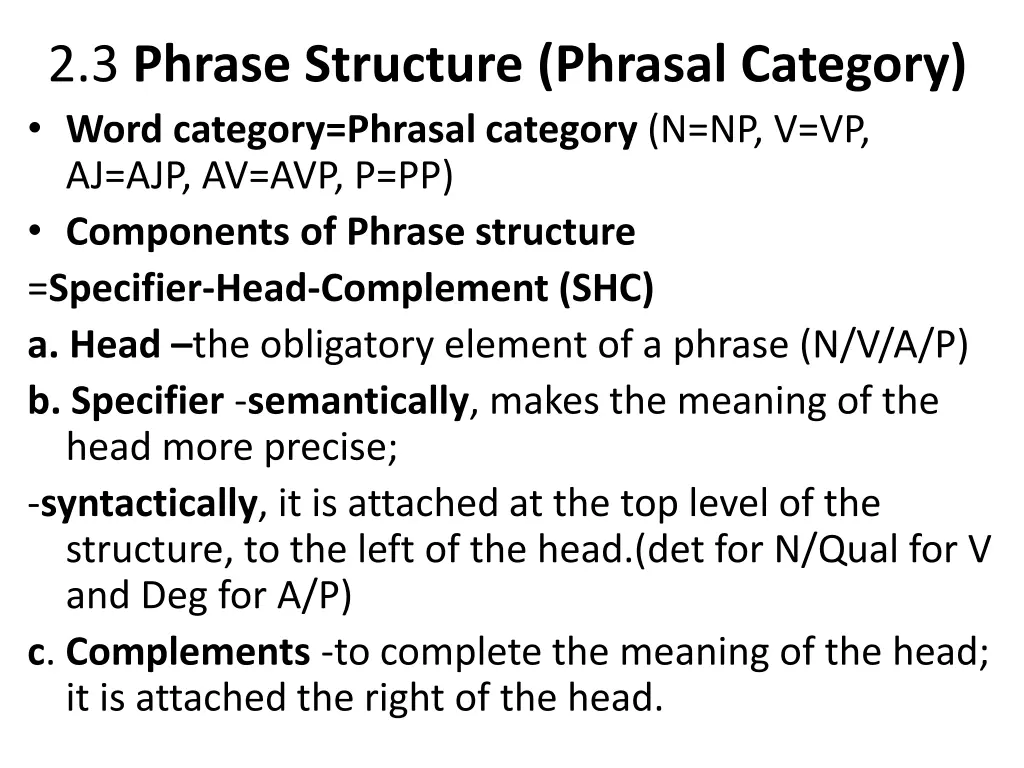 2 3 phrase structure phrasal category word