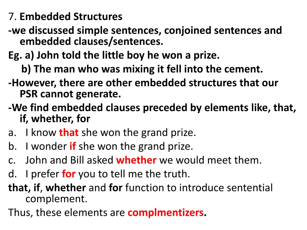 7 embedded structures we discussed simple