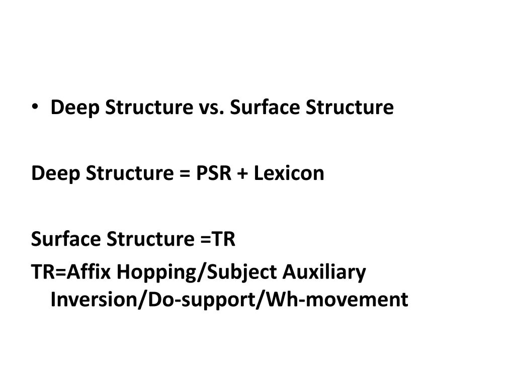 deep structure vs surface structure