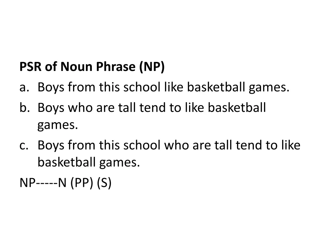 psr of noun phrase np a boys from this school