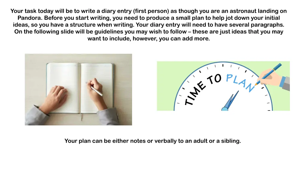 your task today will be to write a diary entry